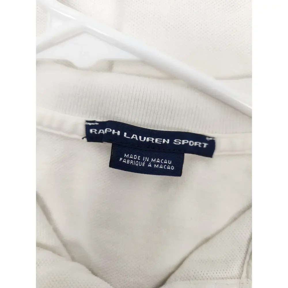 Vintage Ralph Lauren Sport Polo Shirt White Men Medium Horse Logo Short Sleeve